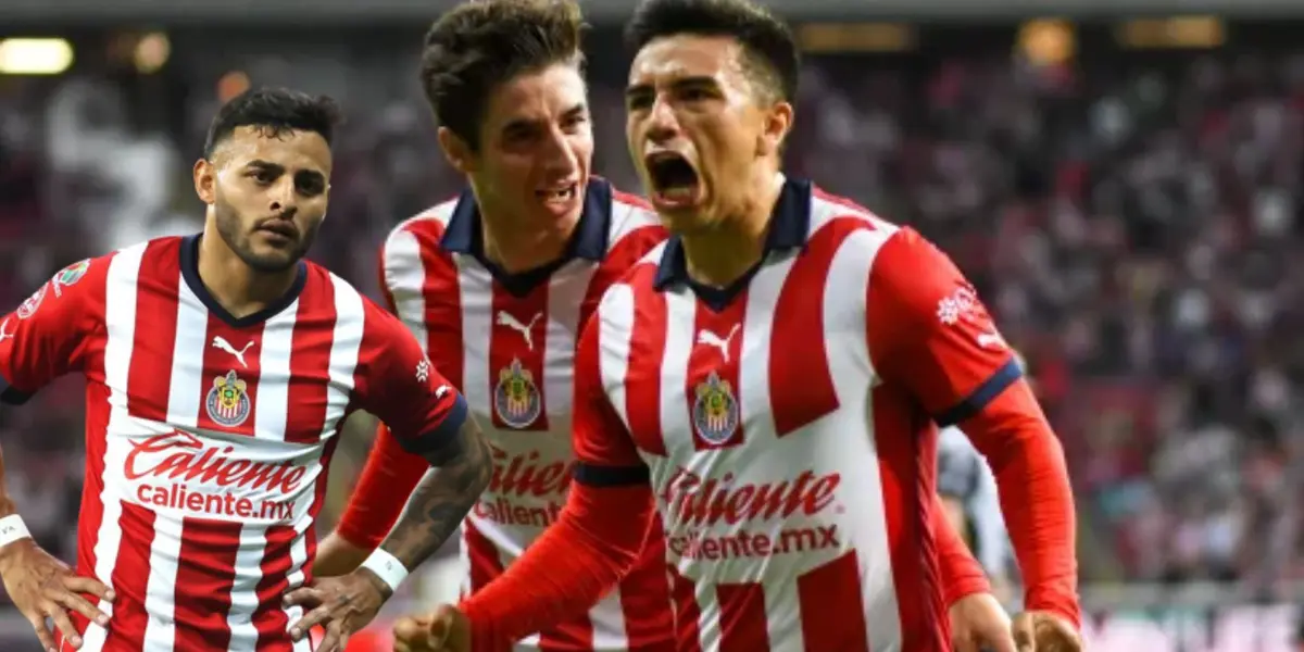 Beltrán y Cone celebrando y Vega con la de Chivas