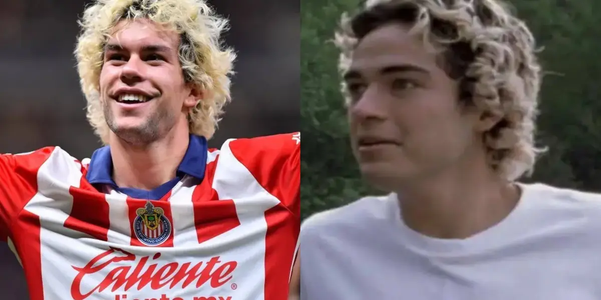 Cade Cowell con la playera de las Chivas y Francisco, del film Amarte Duele / El Futbolero