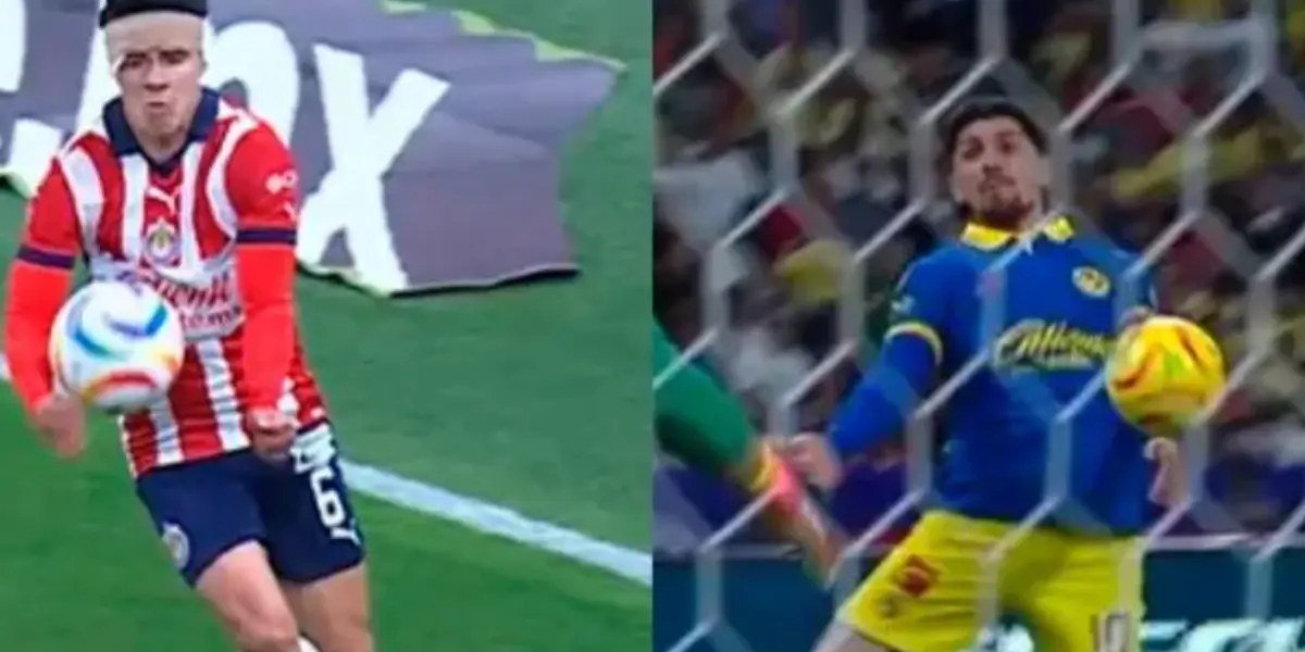 Captura de jugadas similares, mano de Pavel Pérez y de Diego Valdés / TUDN