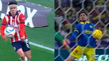 Captura de jugadas similares, mano de Pavel Pérez y de Diego Valdés / TUDN