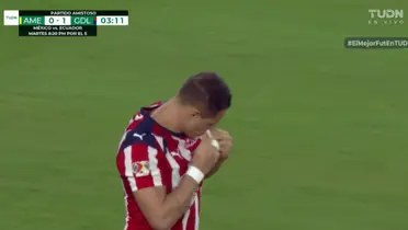 Captura de TUDN del gol de Chicharito