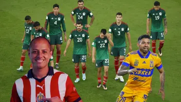 Chicharito con la de Chivas, jugadores del Tricolor y Javier Aquino