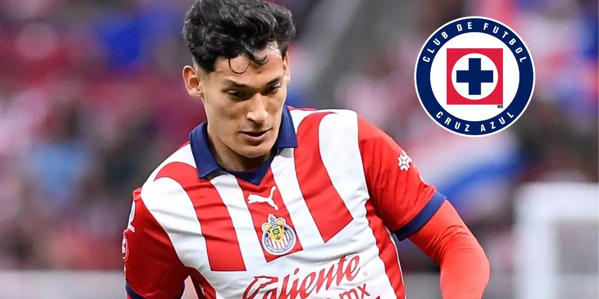 Chiquete con Chivas y el escudo de Cruz Azul