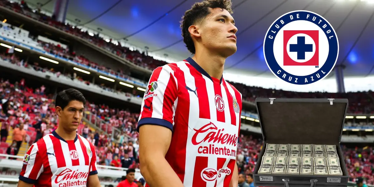 Chiquete en partido con Chivas y el escudo de Cruz Azul