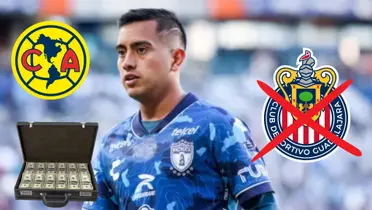 Chiquito Sánchez con el logo del América y Chivas