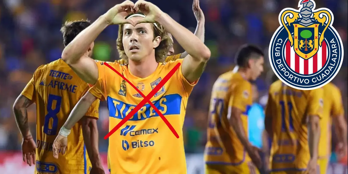 Córdova y jugadores de Tigres con el escudo de Chivas