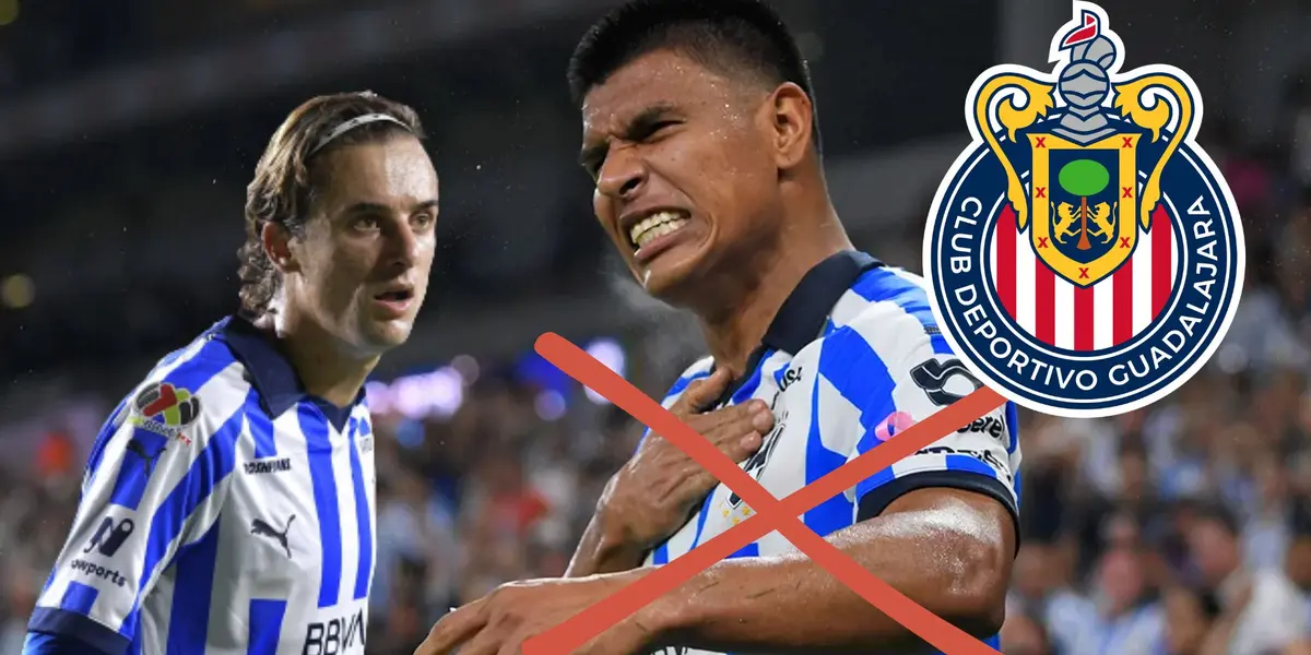 Cortizo y Gallardo con Monterrey y el escudo de Chivas