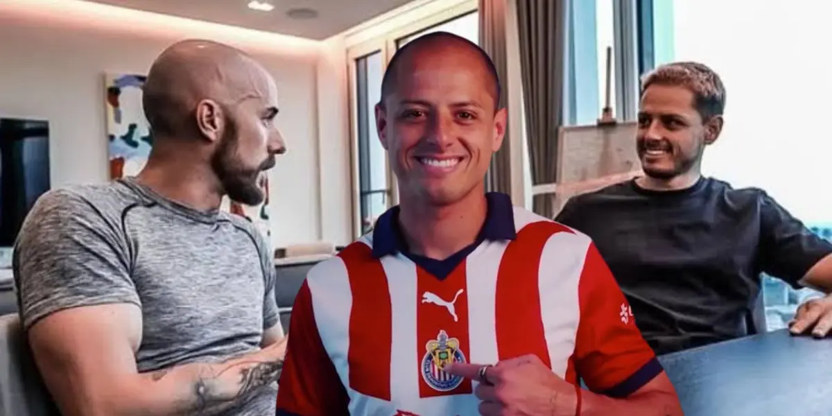 Dreyfus y Chicharito platican y Chicharito con la de Chivas