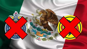 Escudo de Chivas y America con la bandera de México 