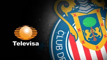 Escudo de las Chivas y junto a él, el logo de Televisa/ Sport Judge