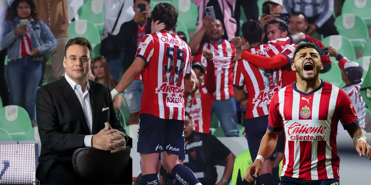 Faitelson y Vega con jugadores de Chivas/FOTO: Podium Deportes