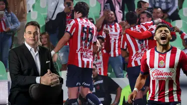 Faitelson y Vega con jugadores de Chivas/FOTO: Podium Deportes