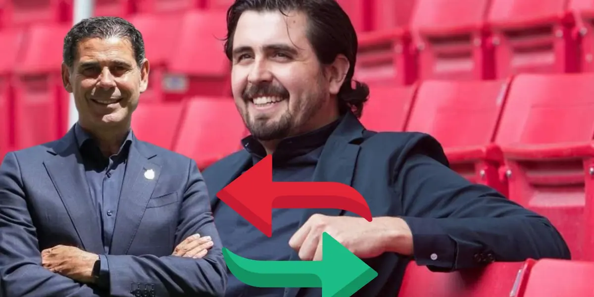 Fernando Hierro y Amaury Vergara en las gradas del Akron