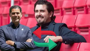 Fernando Hierro y Amaury Vergara en las gradas del Akron