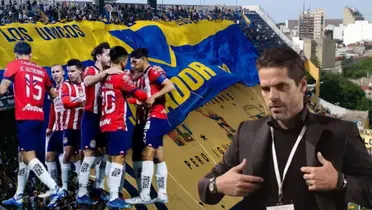 Gago con la afición de Boca y jugadores de Chivas/FOTO: Wikipedia