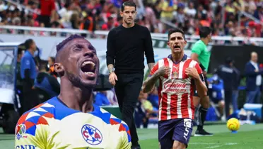 Gago en un partido de Chivas y Quiñones y Pocho Guzmán