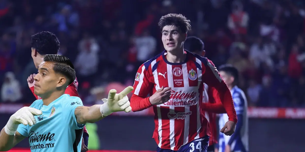 González celebrando, con Rangel al frente
