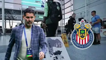 Hierro en el aeropuerto y el escudo de chivas