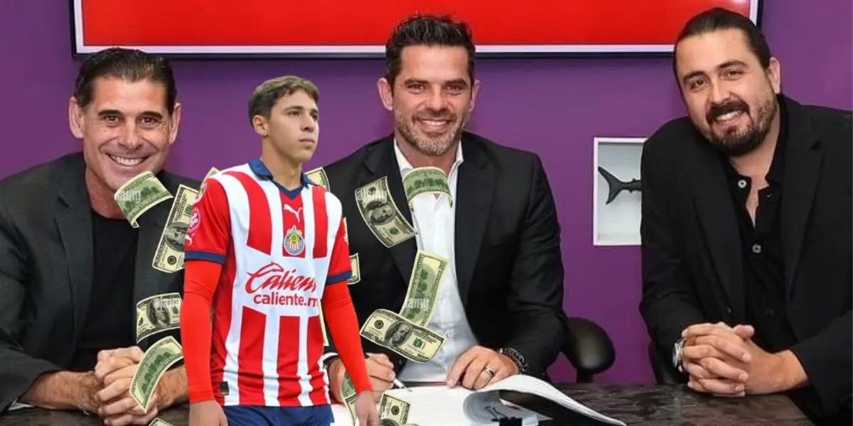 Hierro, Gago y Amaury firmando contrato y Tiloncito con la playera de Chivas