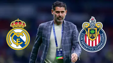 Hierro y los escudos de Real Madrid y Chivas