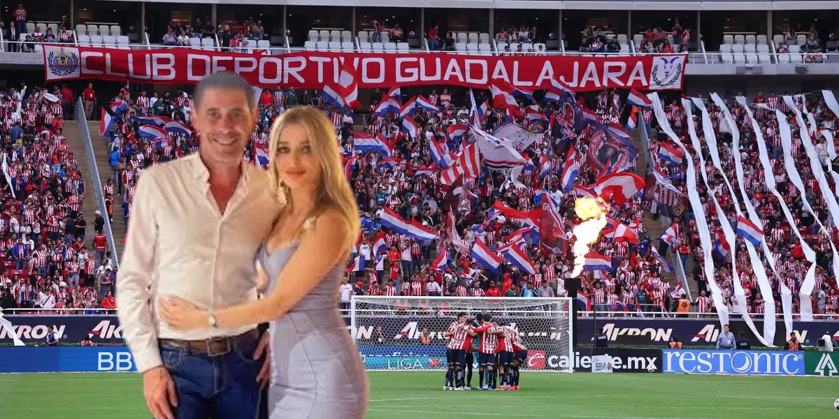 Hierro y su esposa con Chivas y su afición
