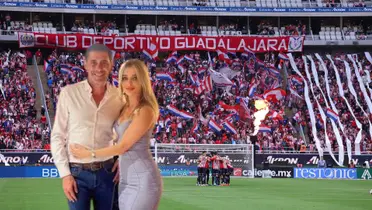 Hierro y su esposa con Chivas y su afición