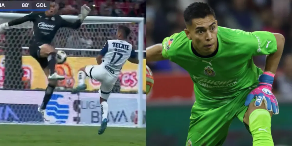 Jugada en la que el Tala Rangel falla en el gol de Rayados (Fuente: Telemundo y Mexsports)