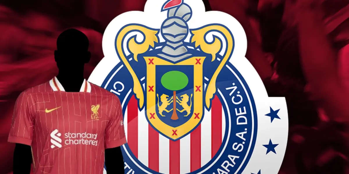 Jugador incógnito del Liverpool junto al escudo de Chivas / FOTO FACEBOOK