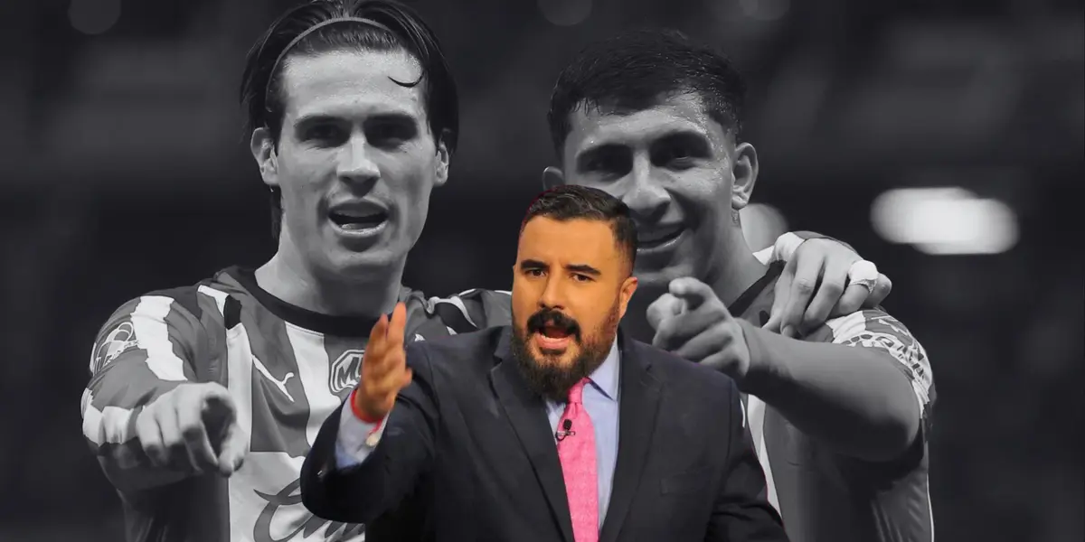 Jugadores celebrando de fondo, foto de Chivas, con Álvaro Morales al frente