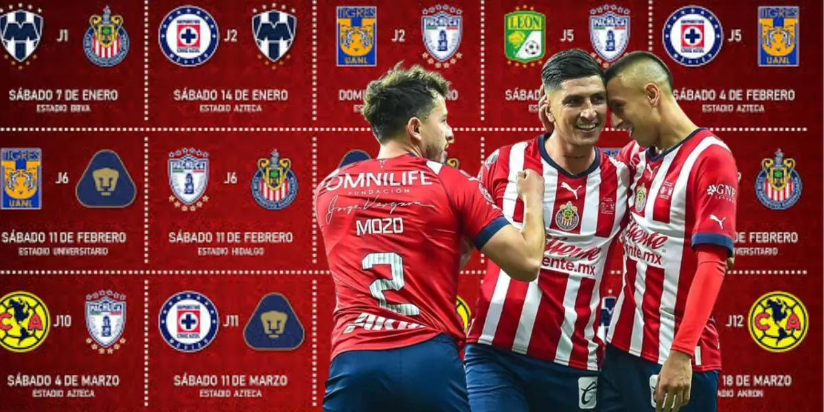 Jugadores de Chivas con el calendario/FOTO: Récord