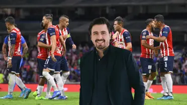 Jugadores de Chivas en un partido y Amaury Vergara