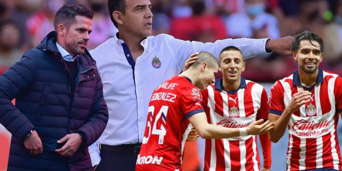 jugadores de chivas festejando, gago y cadena
