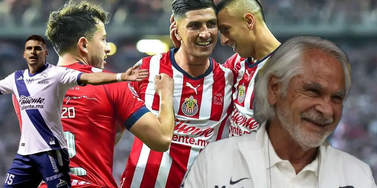 jugadores de chivas festejando y memote con puebla