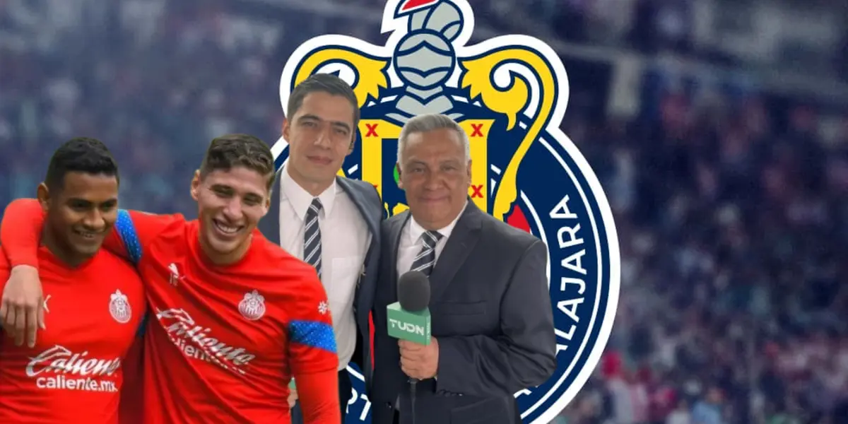 Jugadores de Chivas junto a comentaristas de TUDN / FOTO FOX DEPORTES
