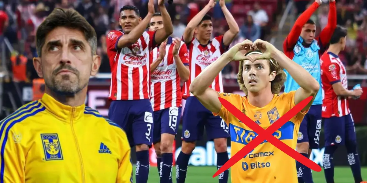 Jugadores de Chivas y Córdova y Paunovic con Tigres