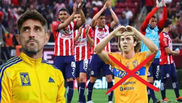 Jugadores de Chivas y Córdova y Paunovic con Tigres