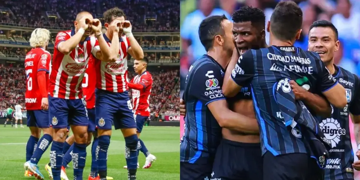 Jugadores de Chivas y Querétaro festejando