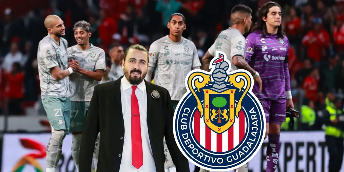 Jugadores de Santos y Amaury con escudo de Chivas/FOTO: Récord