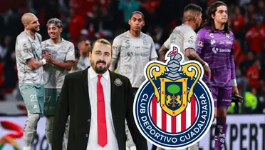 Jugadores de Santos y Amaury con escudo de Chivas/FOTO: Récord