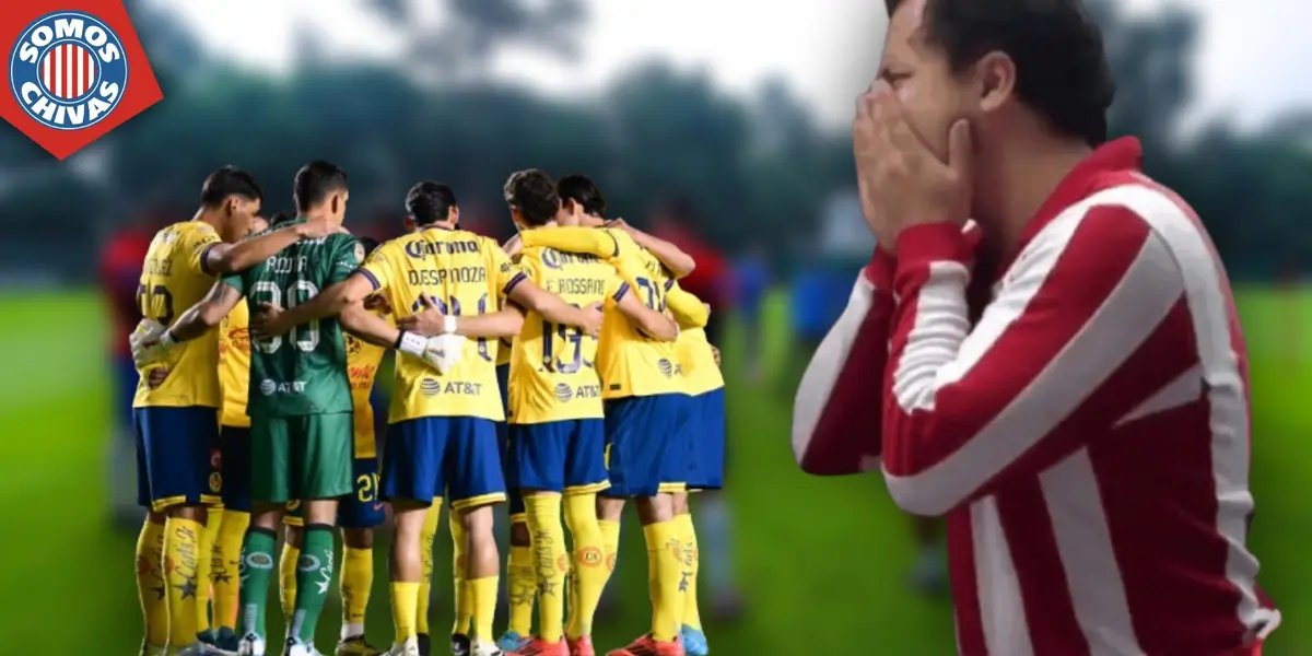 Jugadores del América y afición de Chivas (Fuente: MEXSPORT)