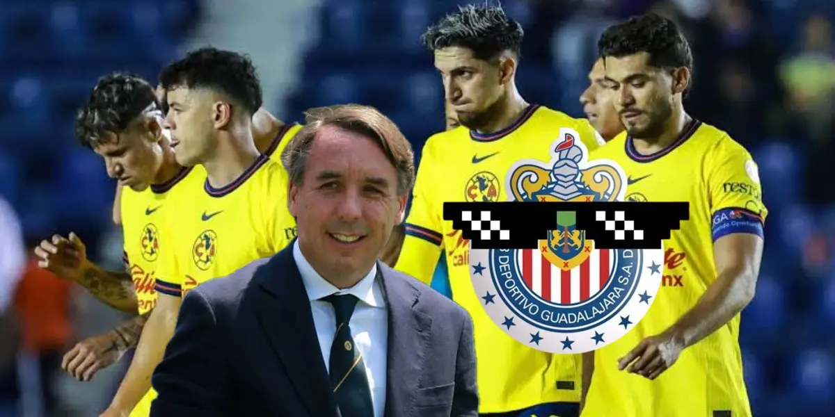 Jugadores del América y escudo de Chivas con lentes/FOTO: ESPN