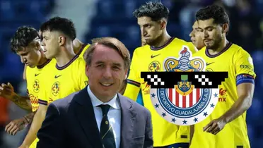 Jugadores del América y escudo de Chivas con lentes/FOTO: ESPN