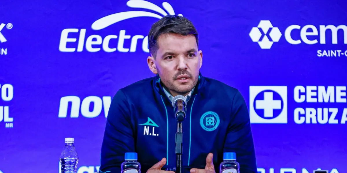 Larcamón en confe. Foto: Cruz Azul