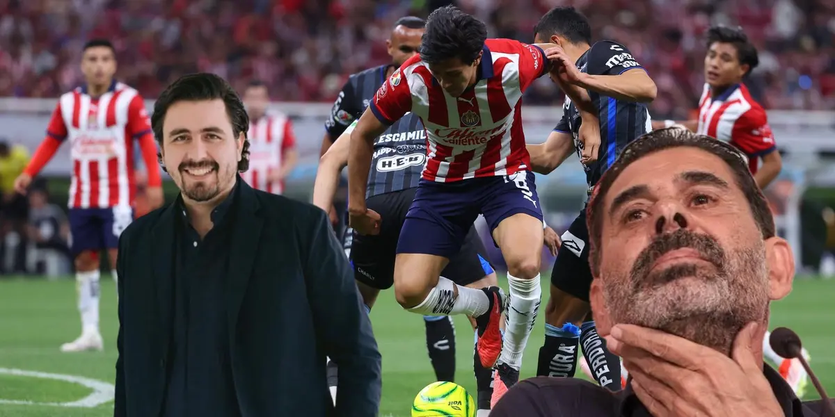 Macías disputando un balón, Amaury y Hierro en conferencia