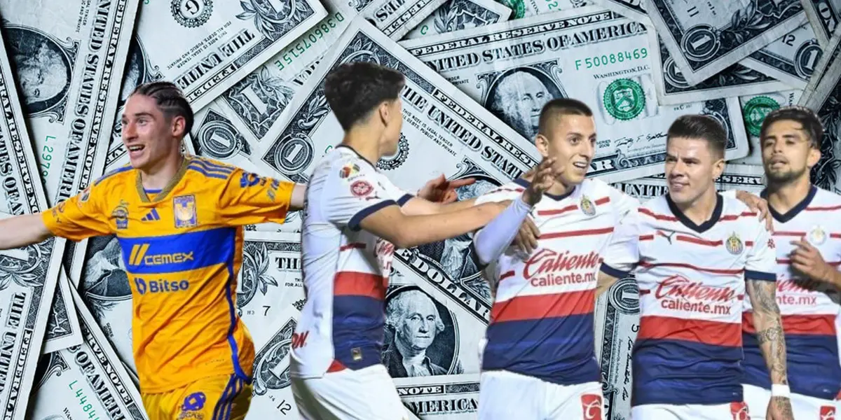 Marcelo Flores con Tigres y jugadores del Guadalajara