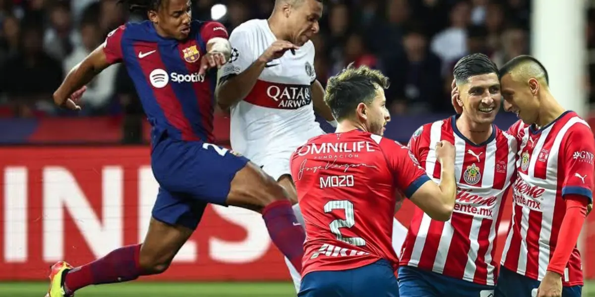 Mbappe y Kounde con jugadores de Chivas