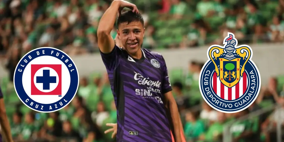 Montaño en partido de Mazatlán y Escudo de Cruz Azul y Chivas