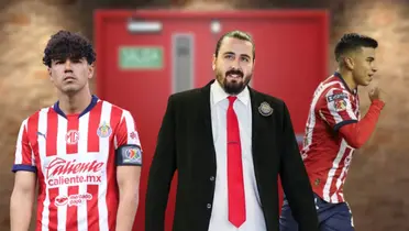 Nene y Guti con Amaury en la puerta de salida/FOTO: X Chivas