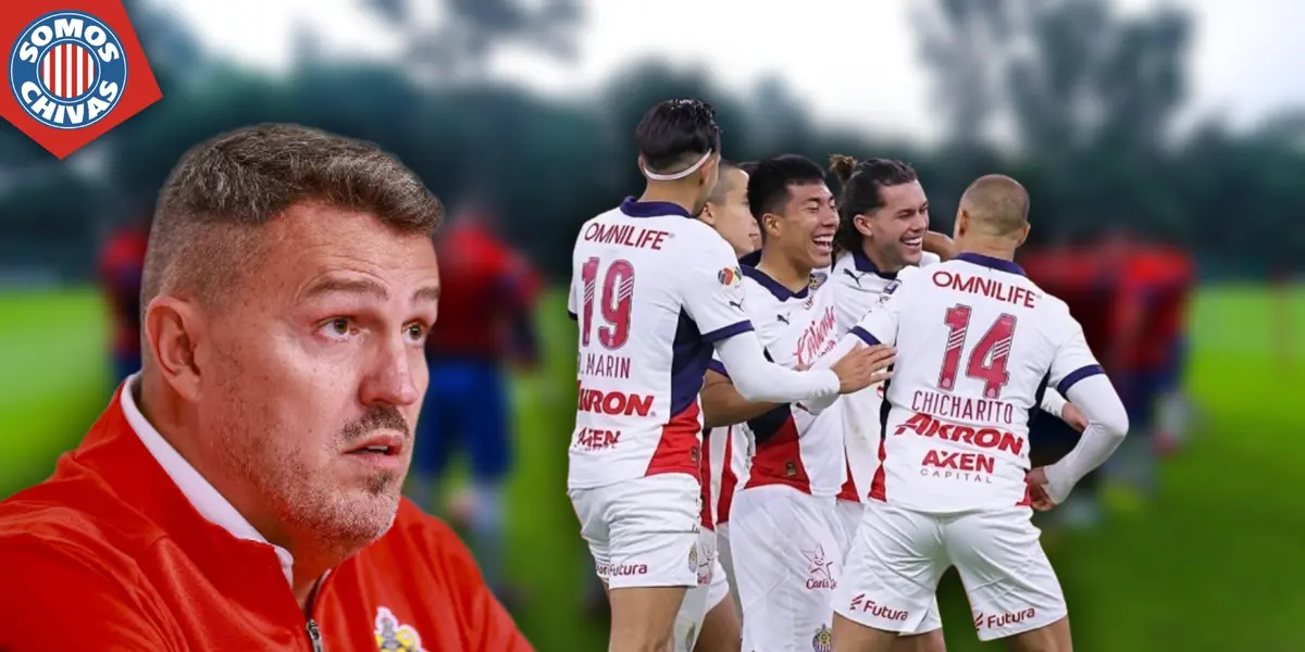 Óscar García y jugadores de Chivas (Fuente: MEXSPORT)