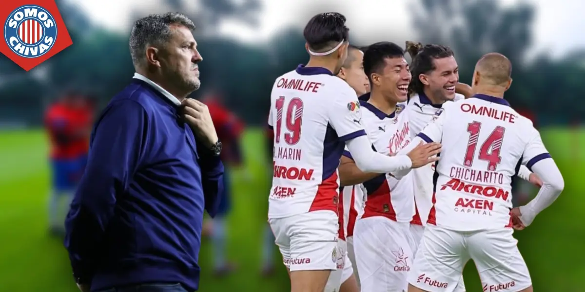 Óscar García y jugadores de Chivas (Fuente: MEXSPORT)